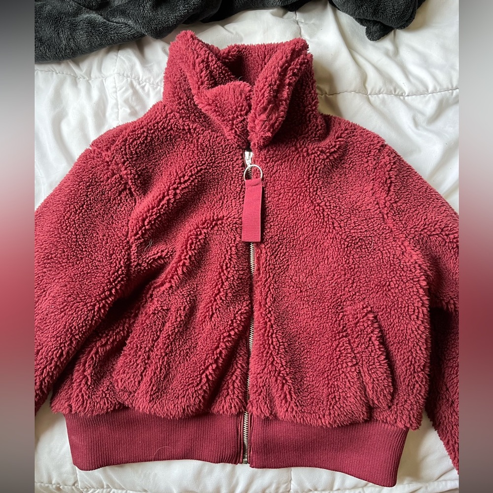 Fuzzy Maroon Jacket